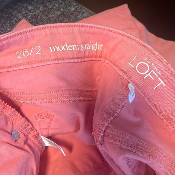 Ann Taylor LOFT Modern Straight Coral Jeans sz 26/2 - Picture 9 of 10